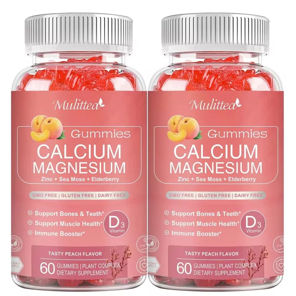 Calcium Magnesium Gummies with Zinc, Vitamin D3, Sodium, Sea Moss & Elderberry Extract x60